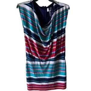 Laundry by Design Dress Size Medium Lined Striped Cowl Neckline Stretch